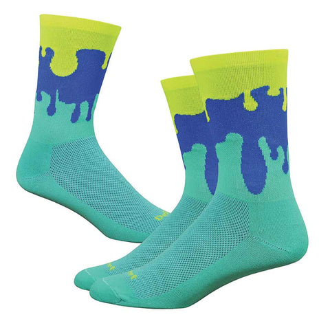 DeFeet Aireator 6" Socks Celeste/Hi-Vis Yellow/Blue