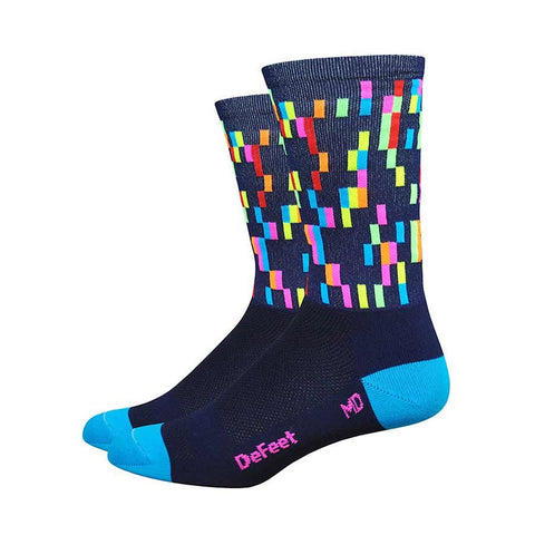 DeFeet Aireator 6" Socks Navy w/ process blue and hi-vis pink